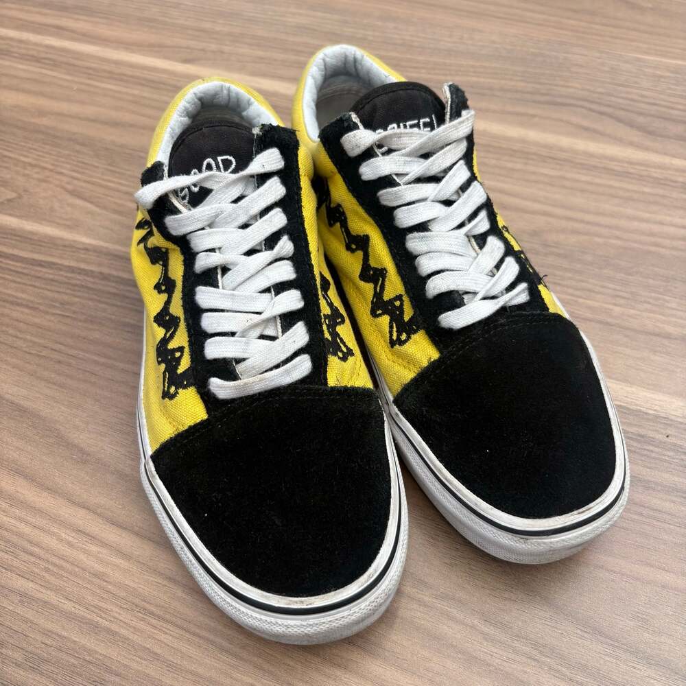 Vans x Peanuts Charlie Brown Good Grief Old Skool Yellow Black Mens Sz 8